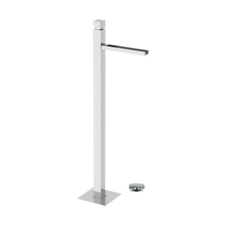 CUBE WATERFALL monocomando lavabo da pavimento con bocca a cascata finitura cromo