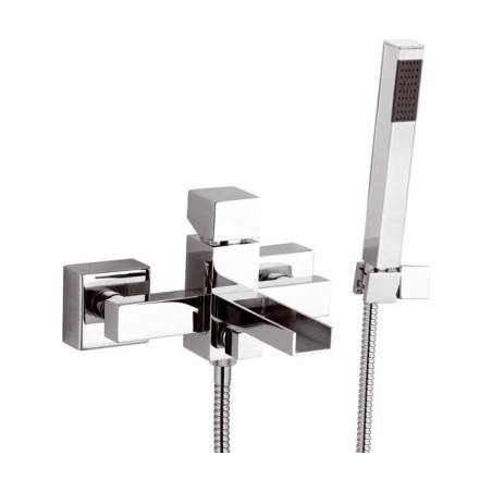 CUBE WATERFALL monocomando vasca esterno con bocca a cascata finitura cromo
