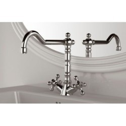 REVIVAL monoforo lavabo con canna antica e scarico finitura cromo