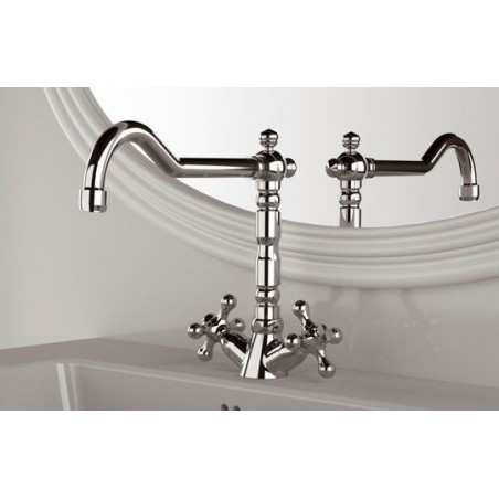 REVIVAL monoforo lavabo con canna antica e scarico finitura cromo