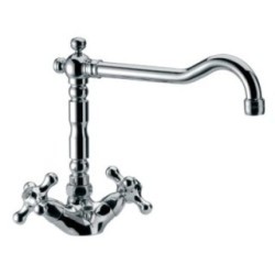 REVIVAL monoforo lavabo con canna antica e scarico finitura cromo