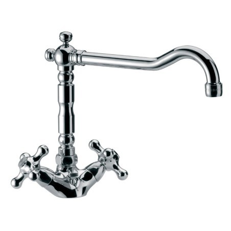 REVIVAL monoforo lavabo con canna antica e scarico finitura cromo