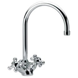 REVIVAL monoforo lavabo con canna tubo e scarico finitura cromo