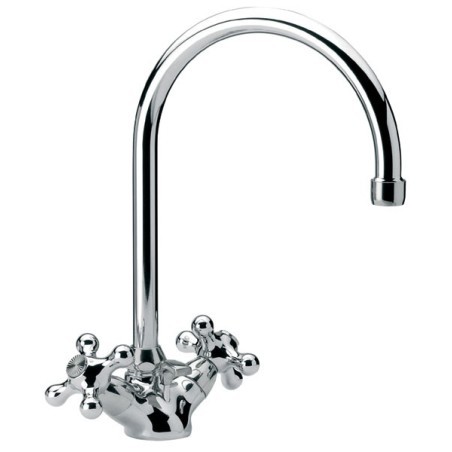 REVIVAL monoforo lavabo con canna tubo e scarico finitura cromo