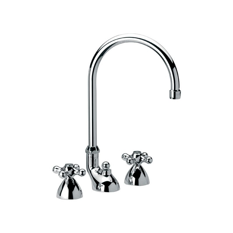 REVIVAL batteria lavabo con canna alta e scarico finitura cromo