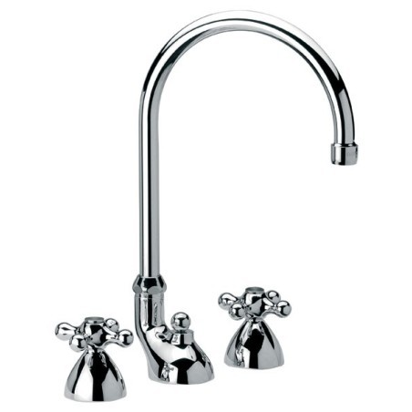 REVIVAL batteria lavabo con canna alta e scarico finitura cromo