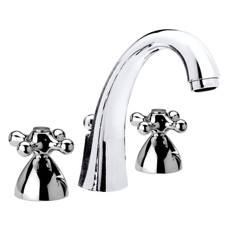 REVIVAL batteria lavabo con canna fusa corta finitura cromo