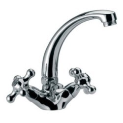 REVIVAL monoforo lavabo con canna fusa corta finitura cromo