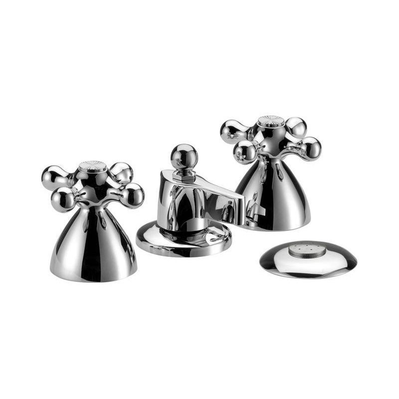 REVIVAL batteria bidet con doccia e scarico finitura cromo