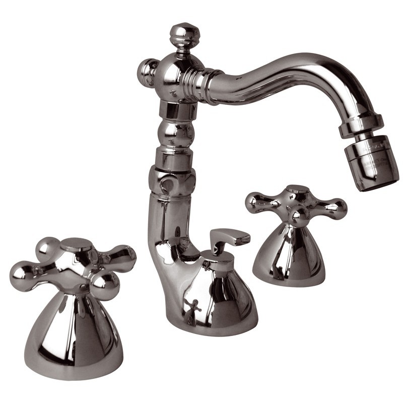 REVIVAL batteria bidet canna antica con scarico finitura cromo