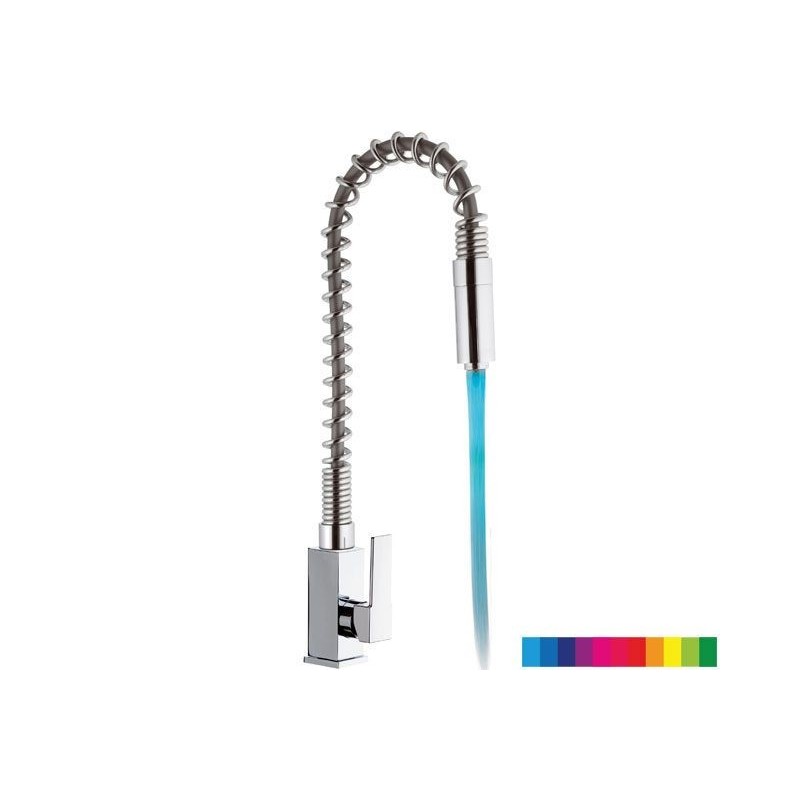 COLOR & AMBIENT monocomando lavello a molla con luce LED finitura cromo