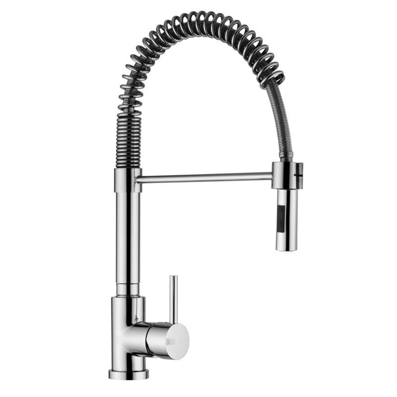 HI-TECH  Miscelatore da cucina con molla e doccetta a due getti