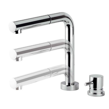 HI-TECH rubinetto monocomando lavello sottofinestra con canna abbattibile doccetta in ottone finitura cromo