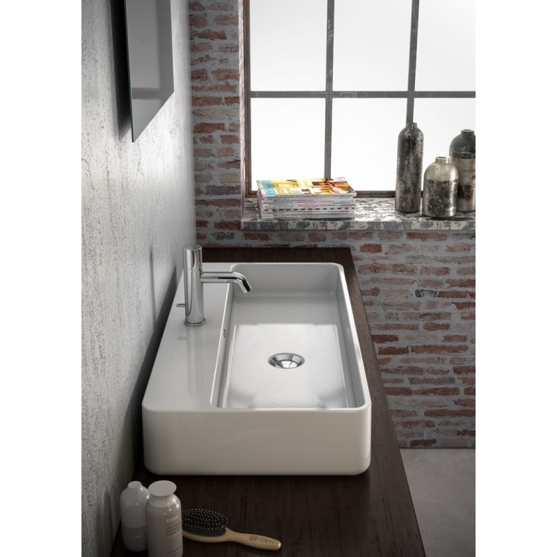 TRATTO Lavabo da appoggio monoforo Rettangolare 80