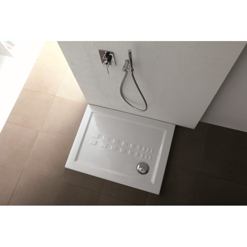 IBIS RECTANGULAR piatto doccia 80X140 extra piatto in ceramica con antiscivolo altezza 5,5cm