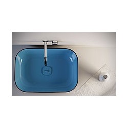 METAMORFOSI Lavabo da appoggio Quadro finitura celeste e nero