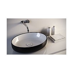 METAMORFOSI Lavabo da appoggio Ovale finitura celeste e nero