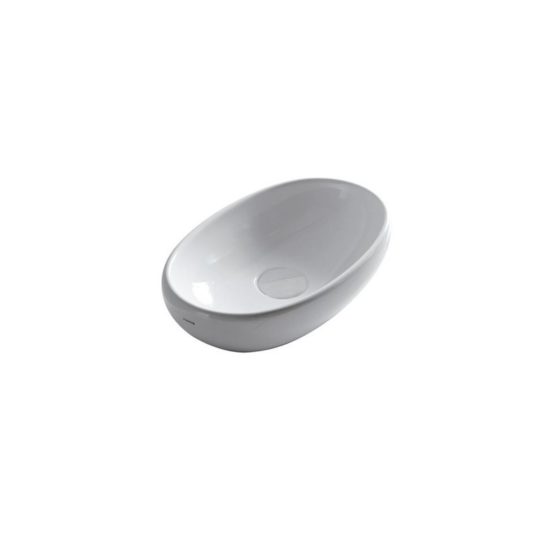 ERGO lavabo da appoggio cm 60x36xh16, senza foro troppopieno finitura bianco mat