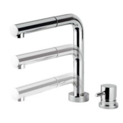 HI-TECH rubinetto monocomando lavello sottofinestra con canna abbattibile e doccino in ABS finitura cromo