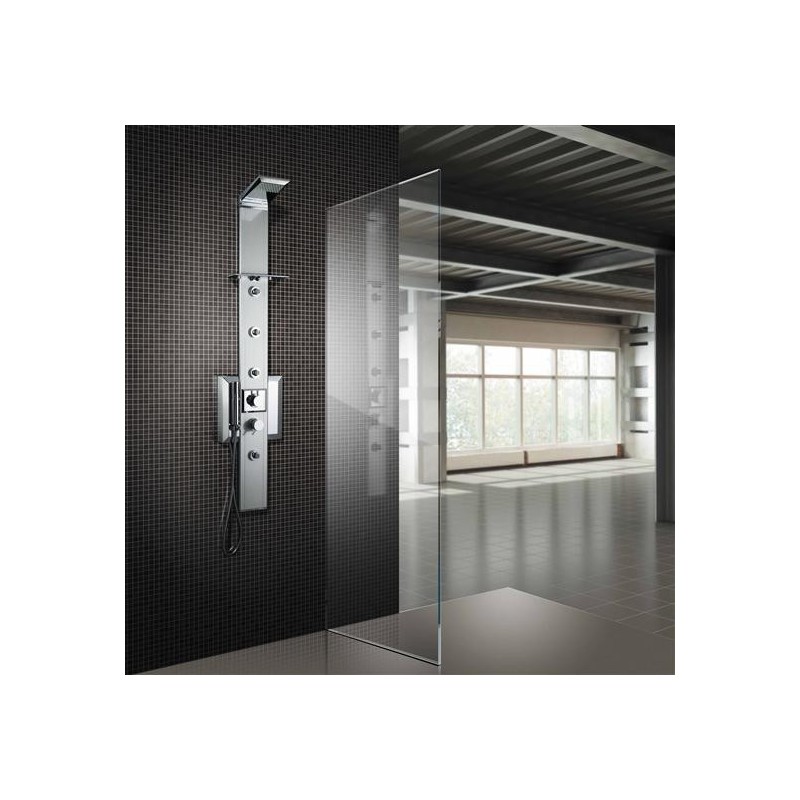 PRISMA CROMOTERAPIA pannello doccia monocomando 140 con cromoterapia finitura satinato