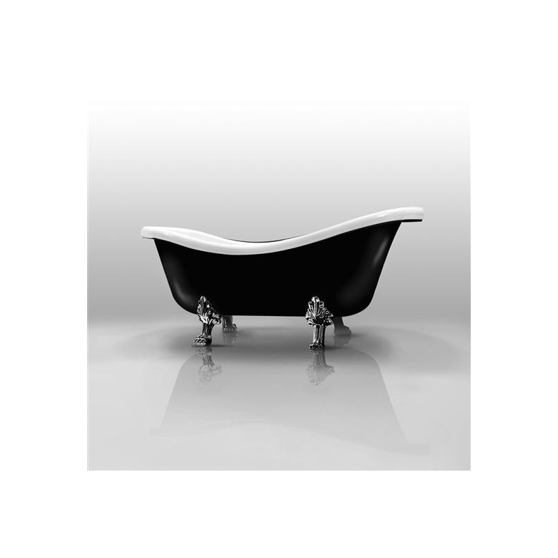 ETHOS vasca da bagno freestanding esterno esterno nero - piedi e scarico bronzo