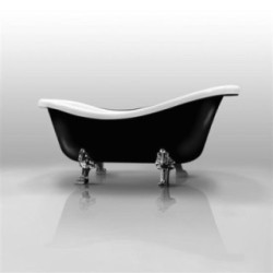 ETHOS vasca da bagno freestanding esterno esterno nero - piedi e scarico oro