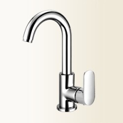 MIA Miscelatore per lavabo con canna alta girevole senza scarico finitura nickel spazzolato