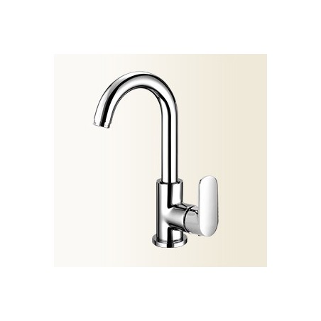 MIA Miscelatore per lavabo con canna alta girevole senza scarico finitura nickel spazzolato