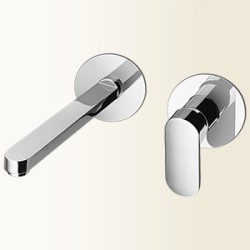 MIA Miscelatore per lavabo ad incasso, con bocca a parete, interasse fisso senza scarico finitura bianco mat