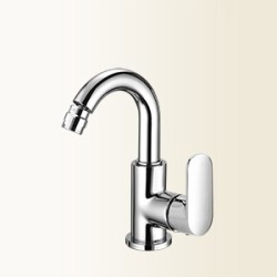 MIA Miscelatore per bidet con canna alta girevole senza scarico finitura nickel spazzolato