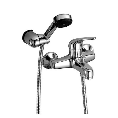 BETA Miscelatore per vasca esterno con supporto fisso e doccia finitura cromo
