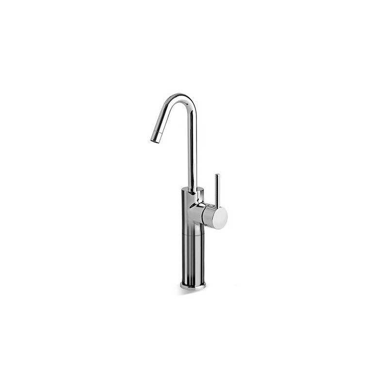 HEOS Miscelatore per lavabo con prolunga 130 mm con canna alta girevole finitura nickel spazzolato