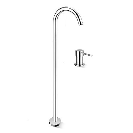 HEOS Bocca di erogazione a pavimento per lavabo con miscelatore d'appoggio finitura nickel spazzolato
