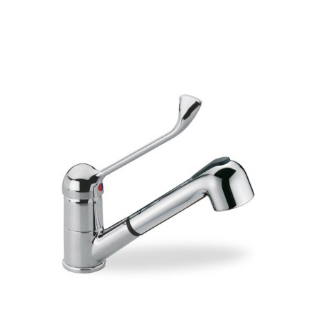 TECNOMIX monocomando per lavello con doccia estraibile e leva clinica finitura cromo