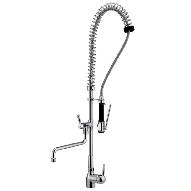 ISOLA monocomando a molla per lavello con doccia finitura cromo