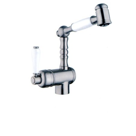 LONDON monocomando per lavello retrò con doccetta estraibile finitura vecchio argento