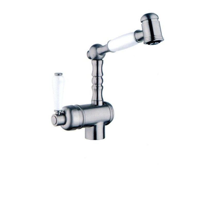 LONDON monocomando per lavello retrò con doccetta estraibile finitura vecchio ottone