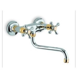 LIBERTY Gruppo per lavello a parete finitura vecchio ottone