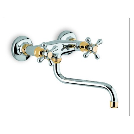 LIBERTY Gruppo per lavello a parete finitura vecchio ottone