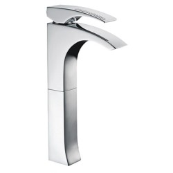 CRYSTAL Monocomando lavabo alto con piletta click-clack finitura cromo