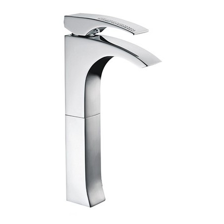 CRYSTAL Monocomando lavabo alto con piletta click-clack finitura cromo