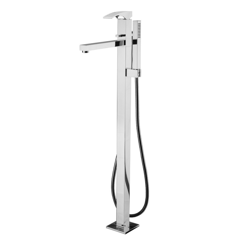 CRYSTAL Monocomando vasca a pavimento con kit doccia finitura cromo