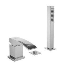 CRYSTAL Batteria monocomando bordo vasca con deviatore e doccetta finitura oro