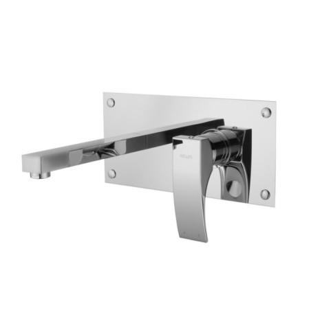 LASER Monocomando lavabo a muro piastra unita finitura cromo