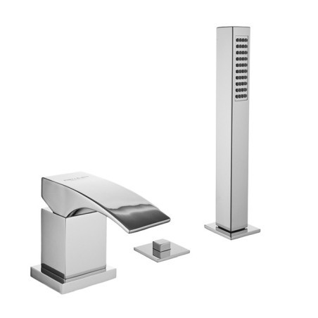 LASER Batteria monocomando bordo vasca con deviatore e doccetta finitura cromo