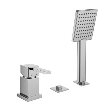 PRETTY Batteria monocomando bordo vasca con deviatore e doccetta finitura cromo