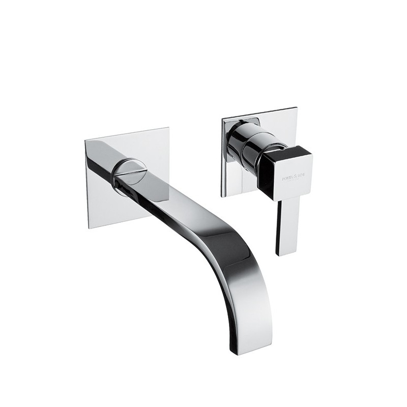 PRETTY Monocomando lavabo a muro due parti canna mm 160 finitura cromo spazzolato