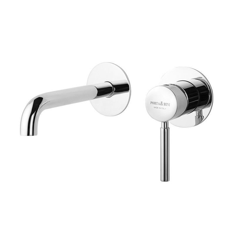 FORMA Monocomando lavabo a muro due parti canna mm 200 connessione ponte finitura cromo