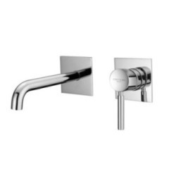 FORMA Monocomando lavabo a muro due parti canna mm 200 piastra quadra finitura cromo