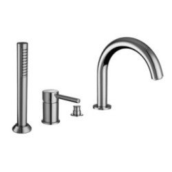 FORMA Batteria monocomando bordo vasca quattro fori con deviatore e bocca finitura cromo